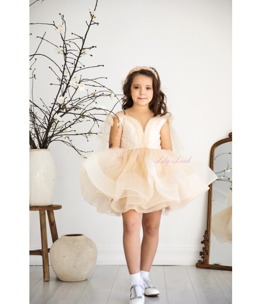 Дитяча святкова сукня Нью-Джерсі, в бежевому кольорі