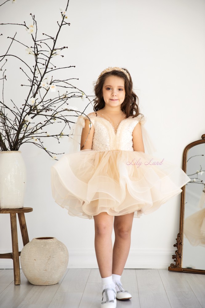 Детское нарядное платье Нью-Джерси, в бежевом цвете