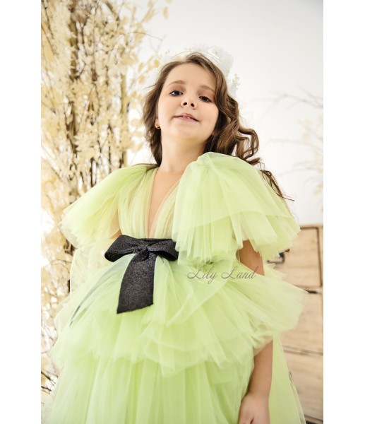 Детское нарядное платье Нью-Йорк, в бледно-лимонном цвете