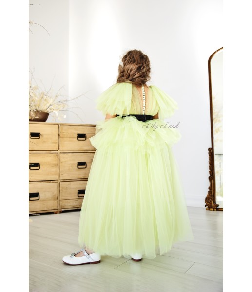 Детское нарядное платье Нью-Йорк, в бледно-лимонном цвете