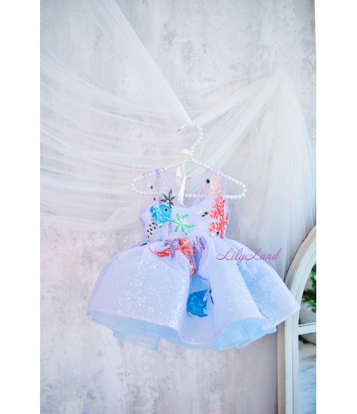 Детское нарядное платье Нитела из блестящего глиттера, цвет лаванда