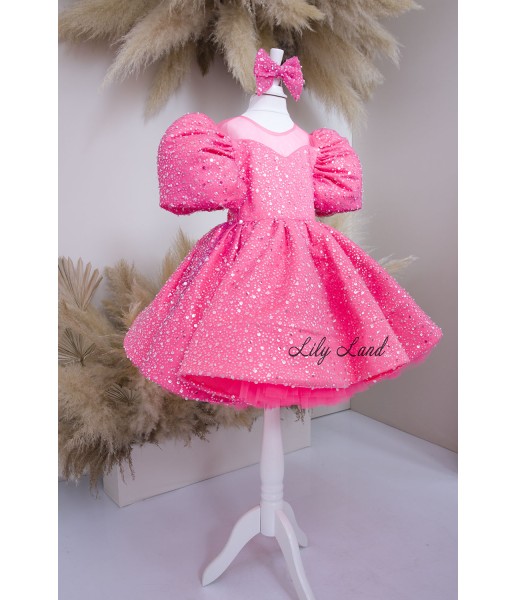 Детское платье Нора, в ярко розовом цвете