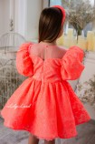 Детское платье Нора из глиттера и кружева в цвете Оранжевый неон