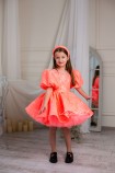 Детское платье Нора из глиттера и кружева в цвете Оранжевый неон