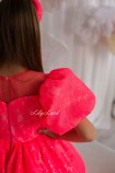 Детское платье Нора из глиттера и кружева в цвете Коралл неон