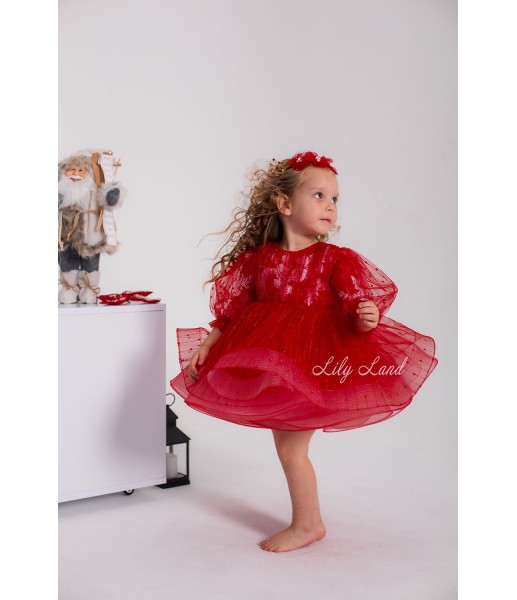 Детское нарядное платье Полина, цвет Красный