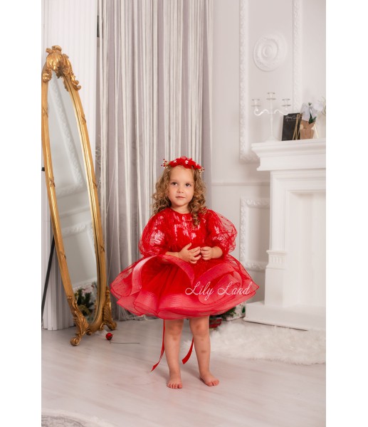 Детское нарядное платье Полина, цвет Красный