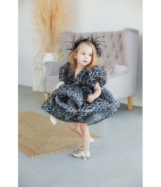 Детское нарядное платье Риана, цвет Леопард серый