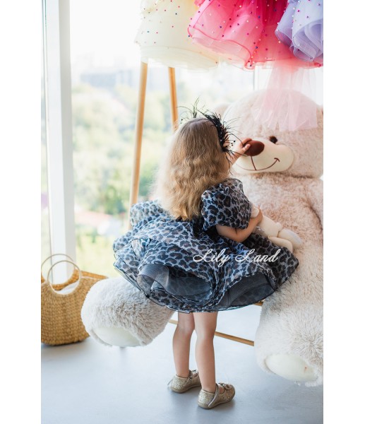 Дитяча святкова сукня Ріана, колір Леопард сірий