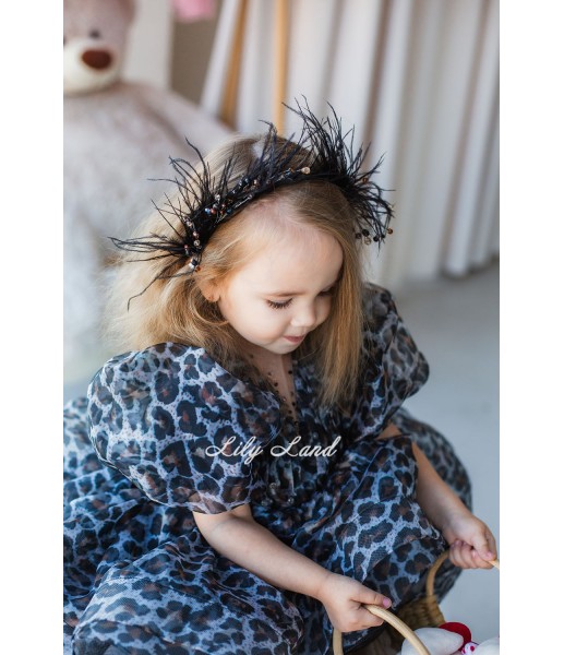 Детское нарядное платье Риана, цвет Леопард серый