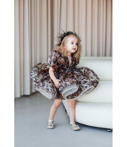 Дитяча святкова сукня Ріана, колір Леопард коричневий