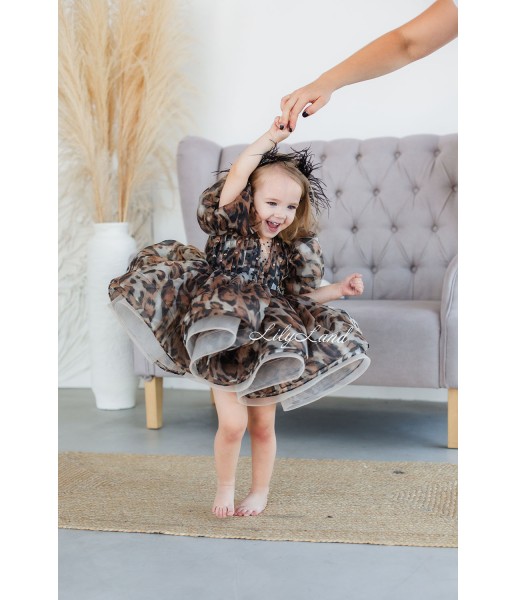 Дитяча святкова сукня Ріана, колір Леопард коричневий