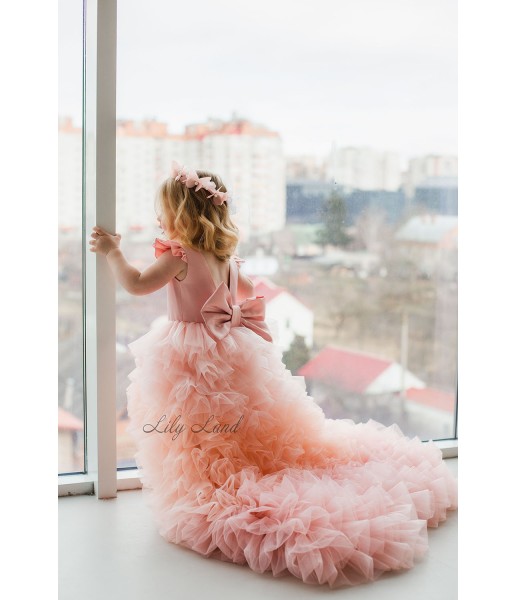 Дитяча святкова сукня Пишна Троянда, колір персик з градієнтом