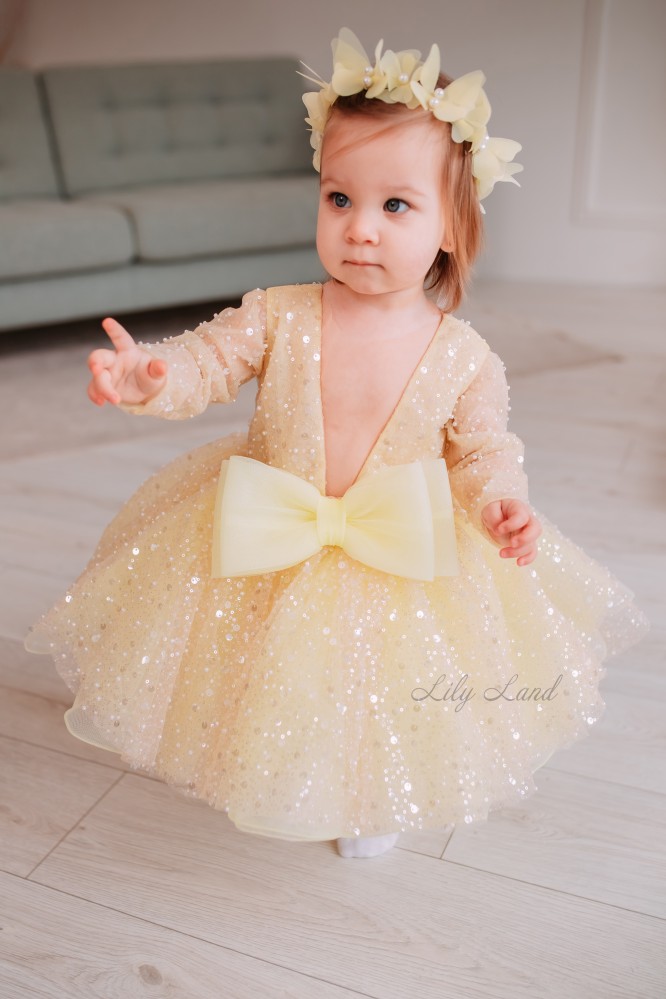 Дитяча святкова сукня Селеста, колір жовтий