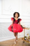 Детское нарядное платье Шанти, цвет красный с черным кружевом