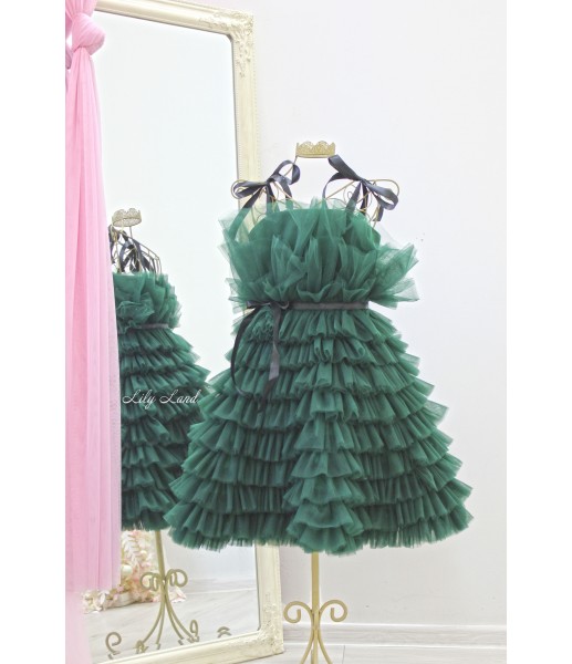 Детское нарядное платье Софи, цвет темно-зеленый