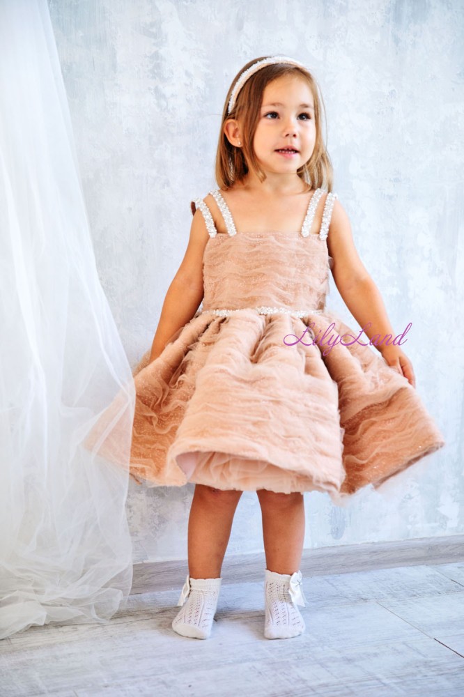 Детское нарядное платье Тереза, цвет капучино