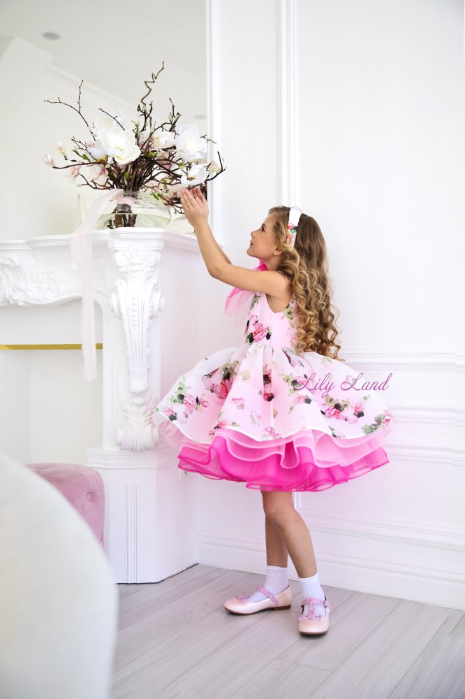 Дитяча святкова сукня Техас в біло-рожевих тонах