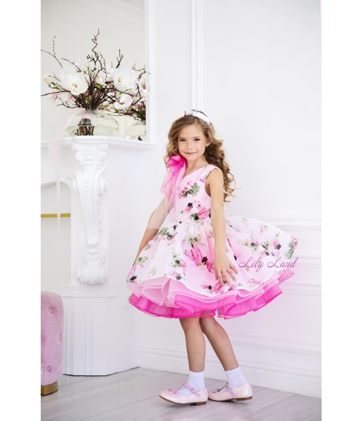 Детское нарядное платье Техас, в розово-белых тонах
