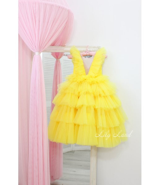 Детское нарядное платье Вероника, цвет желтый