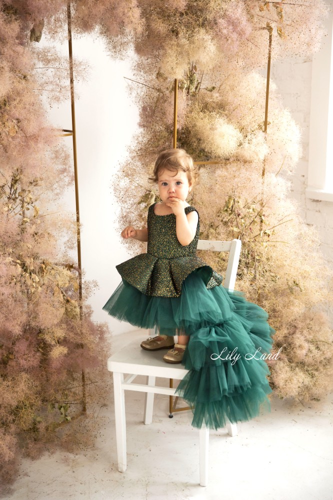 Дитяча святкова сукня Вів'єн, колір темно-зелений