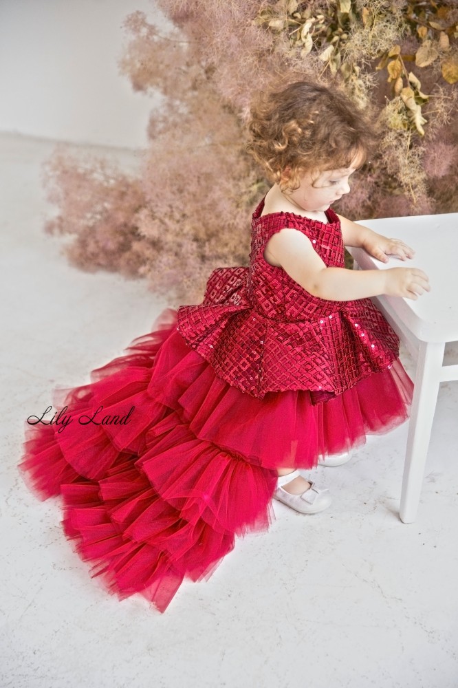 Дитяча святкова сукня Вів'єн, колір бордо