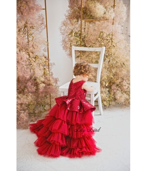 Детское нарядное платье Вивьен, цвет бордо 