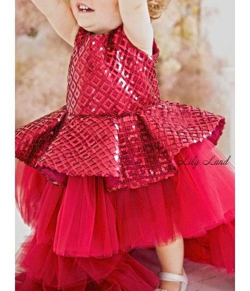 Детское нарядное платье Вивьен, цвет бордо 