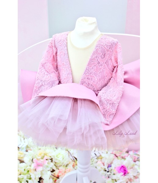 Детское нарядное платье Ангелина, цвет чайная роза