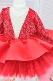 Дитяча святкова сукня Ангеліна з мережевом, колір червоний