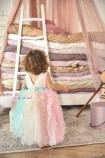 Детское нарядное платье Бабл, белое с цветным градиентом