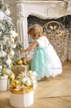 Дитяча святкова сукня Бабл, біле з цвітним градієнтом