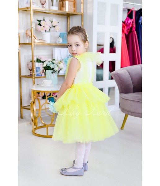 Детское платье Барбара желтое  с Зд кружевом на топе 