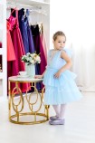 Детское платье Барбара голубое  с Зд кружевом на топе 