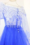 Женское платье для фотоссесии с кружевом, цвет синий