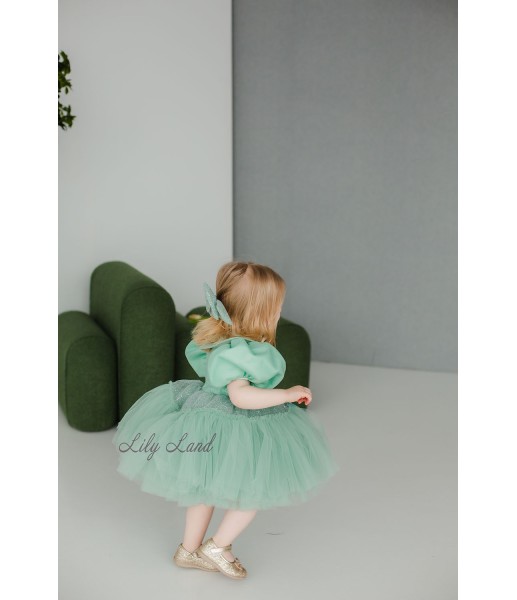 Детское нарядное платье Синтия, цвет зеленый
