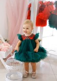 Детское платье Белль, новогоднее зеленое