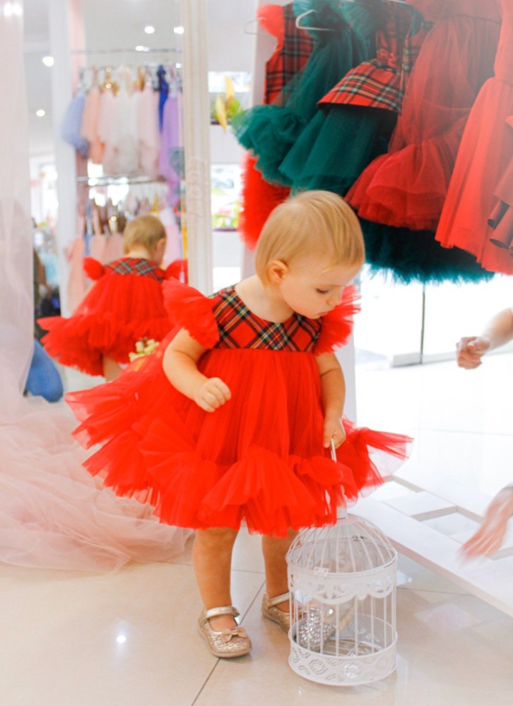 Дитяча святкова сукня Белль, колір новорічний червоний