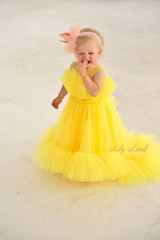 Детское нарядное платье Лябель, цвет желтый