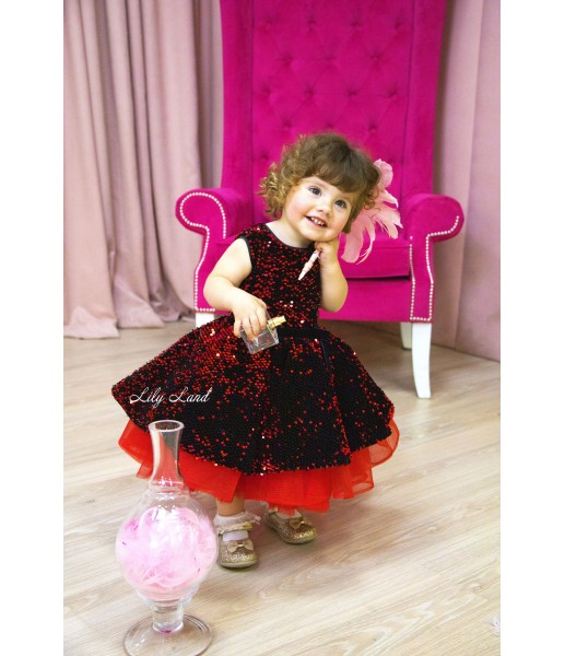 Дитяча святкова сукня Беатріс, колір чорний з червоним
