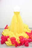 Комплект нарядных платьев Облако цвет желтый с малиной